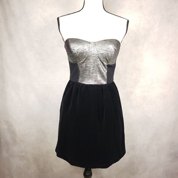 UO Chandi & Lia black and silver strapless dress S - Picture 1 of 11